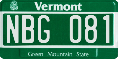 VT license plate NBG081