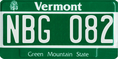 VT license plate NBG082