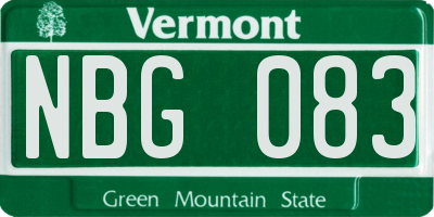 VT license plate NBG083