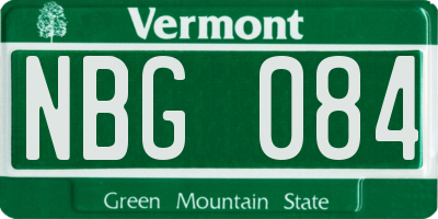 VT license plate NBG084