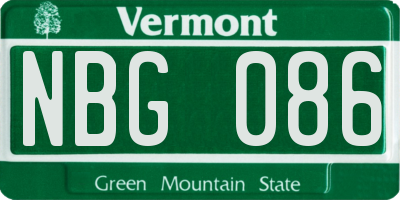 VT license plate NBG086