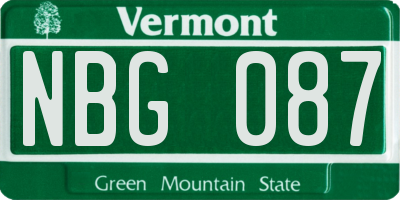 VT license plate NBG087