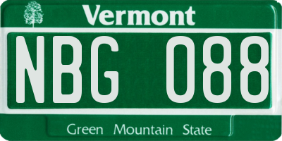 VT license plate NBG088