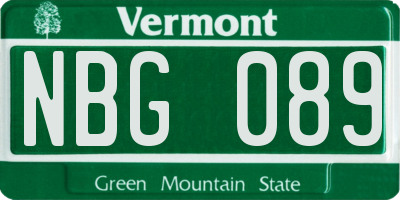 VT license plate NBG089