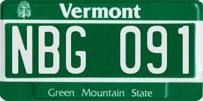 VT license plate NBG091