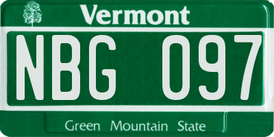 VT license plate NBG097