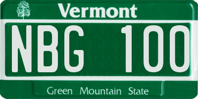 VT license plate NBG100