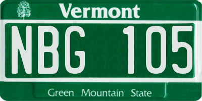 VT license plate NBG105