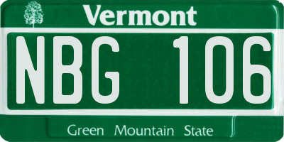 VT license plate NBG106