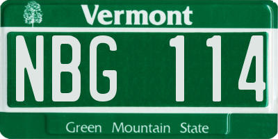 VT license plate NBG114