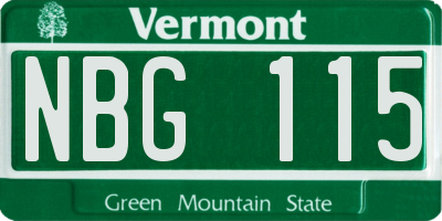 VT license plate NBG115