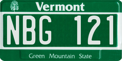 VT license plate NBG121