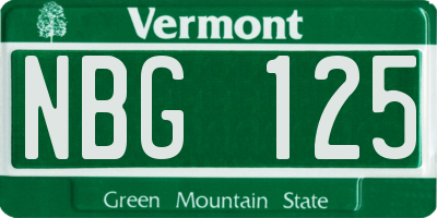 VT license plate NBG125