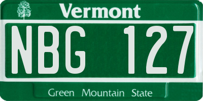 VT license plate NBG127
