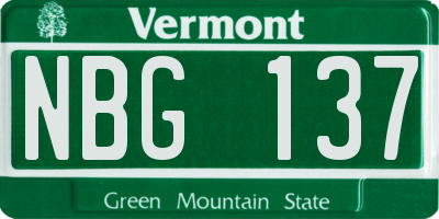 VT license plate NBG137