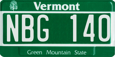 VT license plate NBG140
