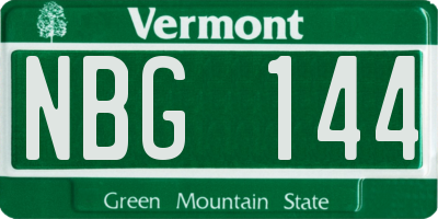 VT license plate NBG144