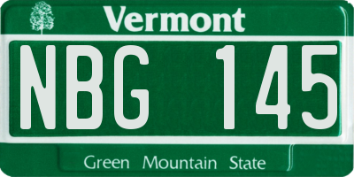 VT license plate NBG145