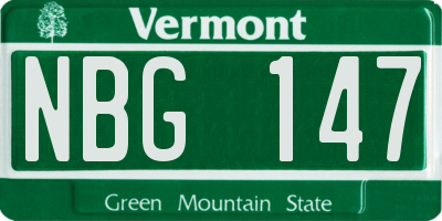 VT license plate NBG147