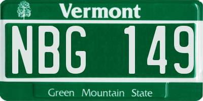 VT license plate NBG149