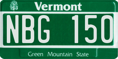 VT license plate NBG150