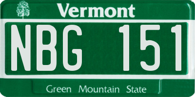 VT license plate NBG151