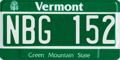 VT license plate NBG152