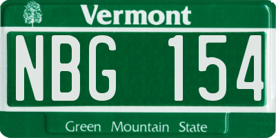 VT license plate NBG154