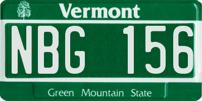 VT license plate NBG156