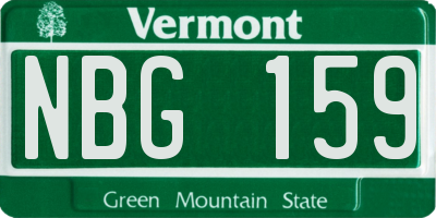 VT license plate NBG159
