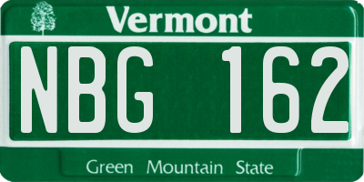 VT license plate NBG162