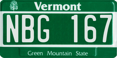 VT license plate NBG167