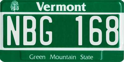 VT license plate NBG168