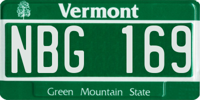 VT license plate NBG169