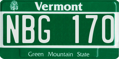 VT license plate NBG170