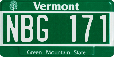 VT license plate NBG171