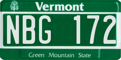 VT license plate NBG172