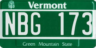 VT license plate NBG173