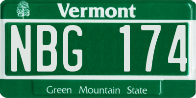 VT license plate NBG174