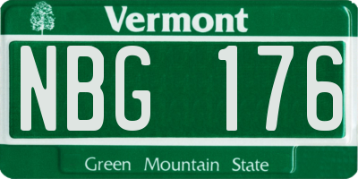 VT license plate NBG176