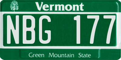 VT license plate NBG177