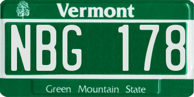 VT license plate NBG178