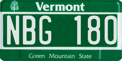 VT license plate NBG180