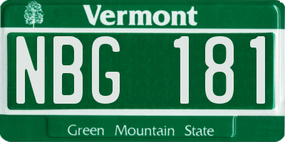 VT license plate NBG181