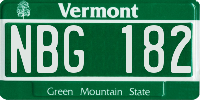 VT license plate NBG182