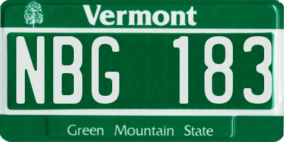 VT license plate NBG183