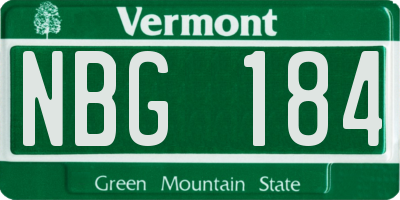 VT license plate NBG184