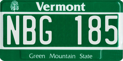 VT license plate NBG185