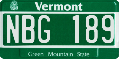 VT license plate NBG189