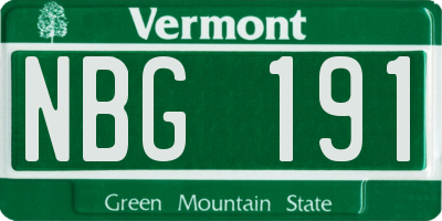 VT license plate NBG191
